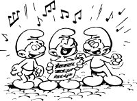 A coloring page of the smurfs